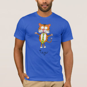 Camiseta Desenho Animado de Crianças Divertidas com Tigre