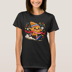 Camiseta Desenho animado de croissant correndo para a linha