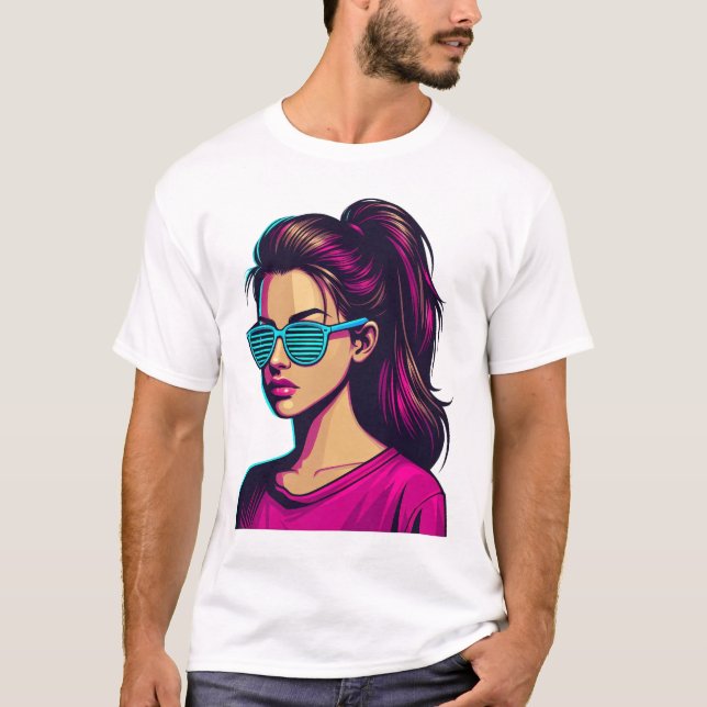 Camiseta Desenho Animado de Garota Funky (Frente)