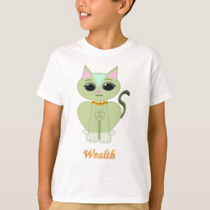 Camiseta Desenho animado de gato fofo verde
