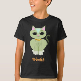Camiseta Desenho animado de gato fofo verde