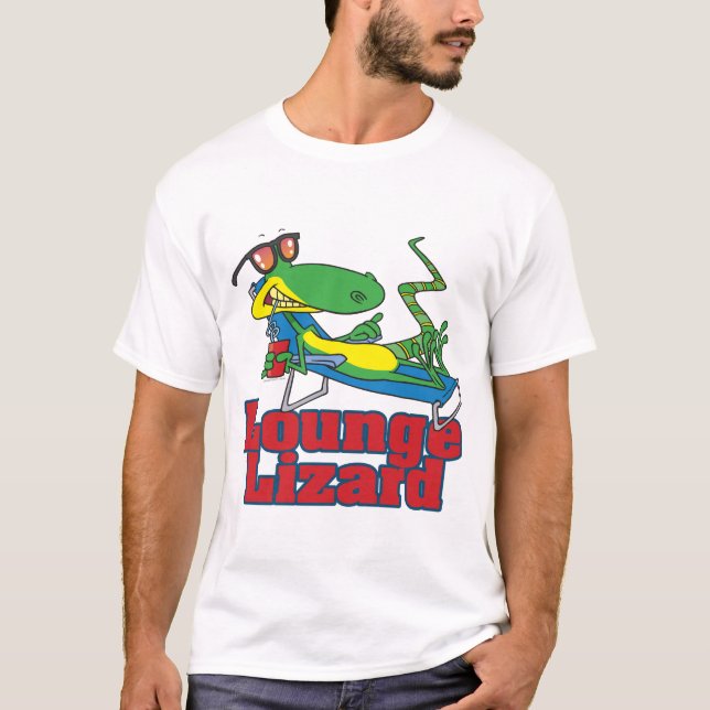 Camiseta desenho animado de lagarto de salão (Frente)