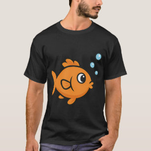 Camiseta Desenho Animado de Peixe Dourado Laranja Fofo