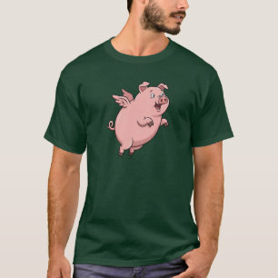 Camiseta Desenho Animado de Porco Voador Fofo