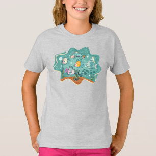 Camiseta Desenho Animado de Vida Oceânica Subaquática