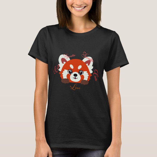 Camiseta desenho animado do panda vermelho docinho (Frente)