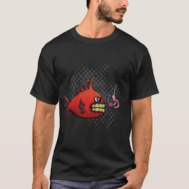 Camiseta Desenho animado engraçado de pesca (Frente)
