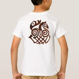 Camiseta Desenho Antigo de Cavalo Viking em Marrom 