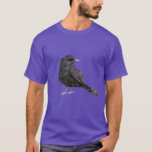 Camiseta Desenho aquoso de um estorninho