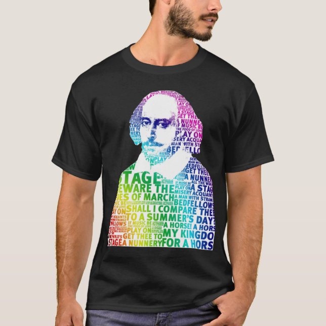 Camiseta desenho arco-íris shakespeare sem fundo branco cir (Frente)