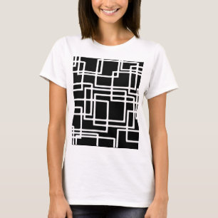 Camiseta Desenho Artístico de Quadrados Brancos Interligado
