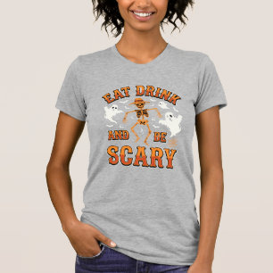 Camiseta Desenho Assustador de Fantasma para Comer e Beber 
