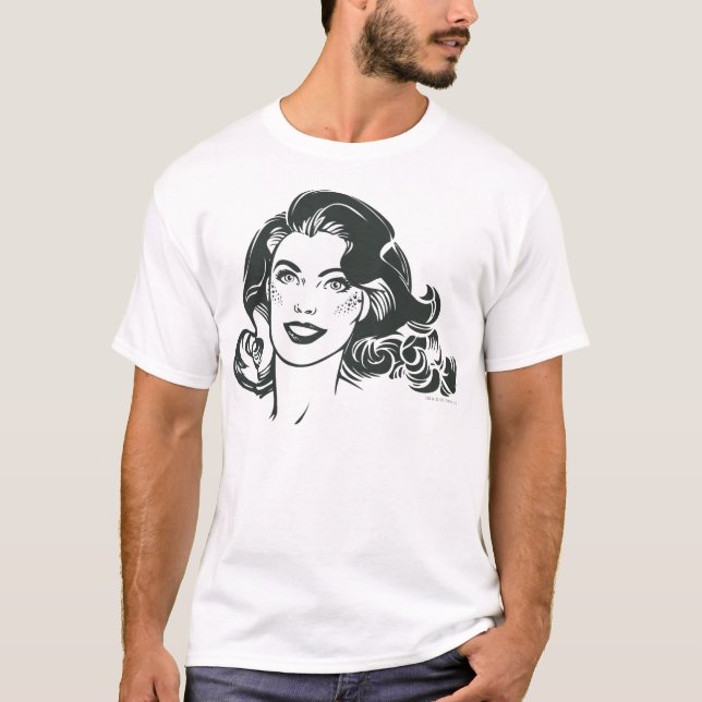 Camiseta Desenho branco e preto da supermenina 2 (Frente)