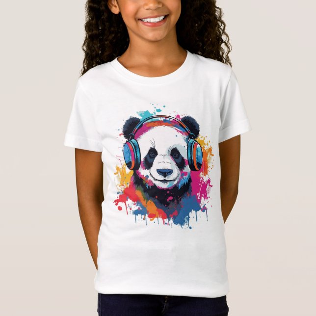 Camiseta Desenho brilhante de aquarela Panda (Frente)