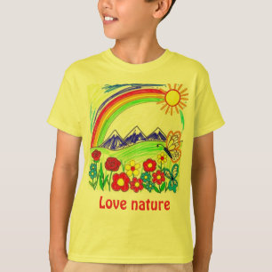 Camiseta Desenho Colorido da Natureza para Amantes da Natur
