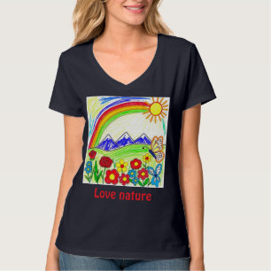 Camiseta Desenho Colorido da Natureza para Amantes da Natur