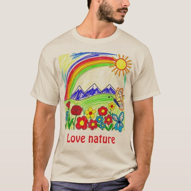 Camiseta Desenho Colorido da Natureza para Amantes da Natur (Frente)