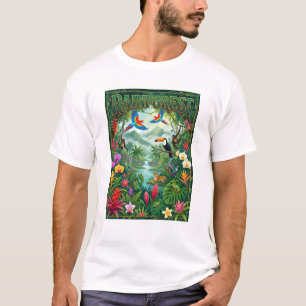 Camiseta Desenho colorido de floresta tropical