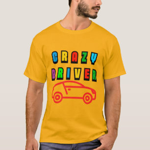 Camiseta Desenho Colorido de Motorista Louco