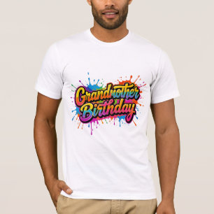 Camiseta Desenho Colorido de Tinta Salpicada para Aniversár