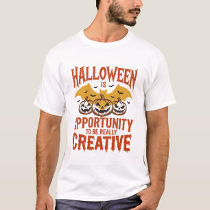 Camiseta Desenho Criativo de Abóbora de Morcego Vintage de