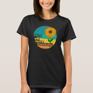 Camiseta Desenho Cristão Fé Move Montanhas