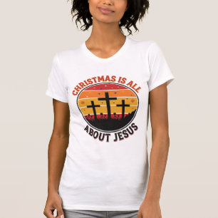 Camiseta Desenho Cruz do Pôr do Sol Jesus Natal Cr