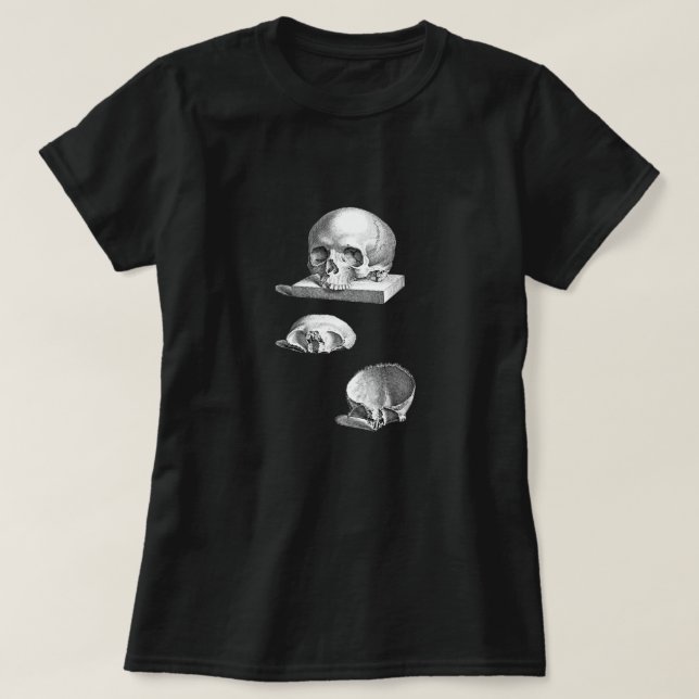 Camiseta Desenho da Anatomia do Crânio e dos Ossos (Frente do Design)