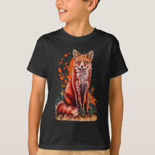 Camiseta Desenho da arte animal vermelha do Fox e da