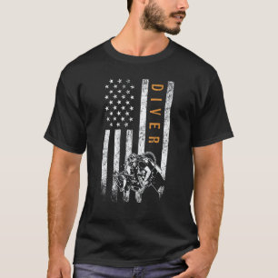 Camiseta Desenho da Bandeira Americana do Mergulhador Mergu
