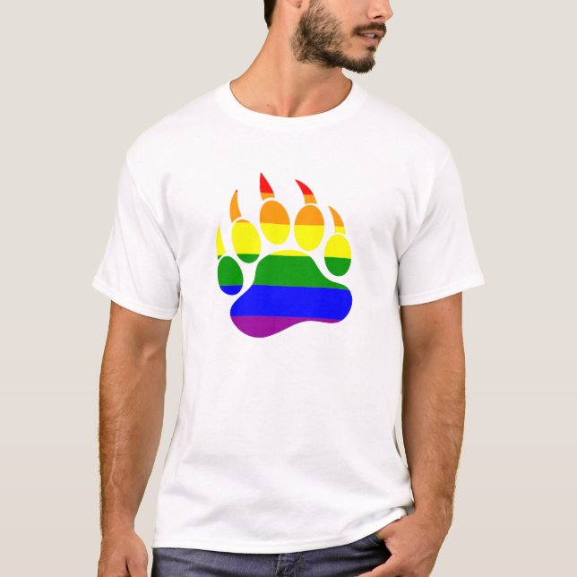 Camiseta Desenho da Bandeira Arco-Íris da Garra de Urso (Frente)