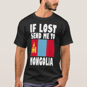 Camiseta Desenho da Bandeira da Mongólia Se perdido me envi