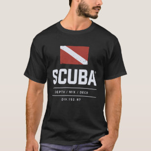 Camiseta Desenho da Bandeira de Scuba Profundidade Mix Deco
