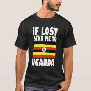 Camiseta Desenho da Bandeira de Uganda Se perdido, envie-me