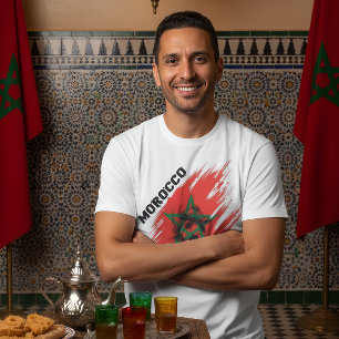 Camiseta Desenho da Bandeira do Futebol de Marrocos