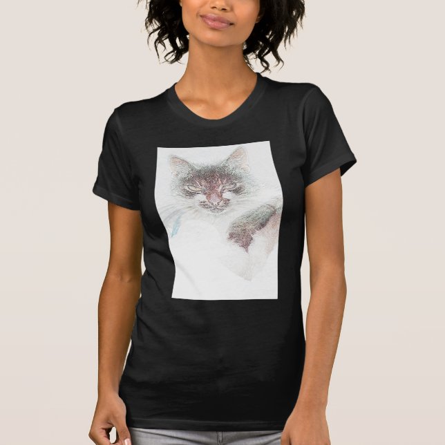 Camiseta Desenho Da Cara Do Cate Cute Zangado (Frente)