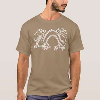 Camiseta Desenho da linha branca do dragão