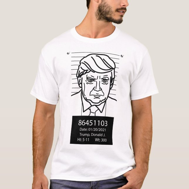 Camiseta Desenho da Linha de Mugshot do Donald Trump (Frente)