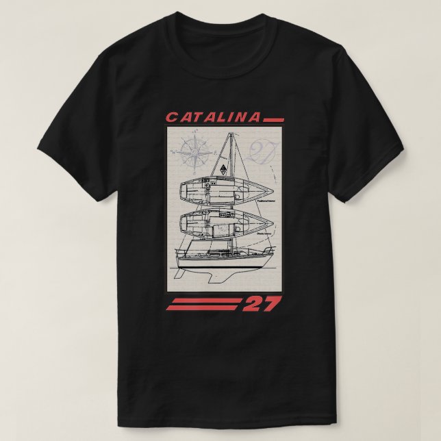 Camiseta Desenho da Linha de Navegação Catalina 27 (Frente do Design)