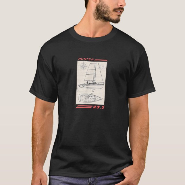 Camiseta Desenho da linha do navio-vela Hunter 23 5 (Frente)
