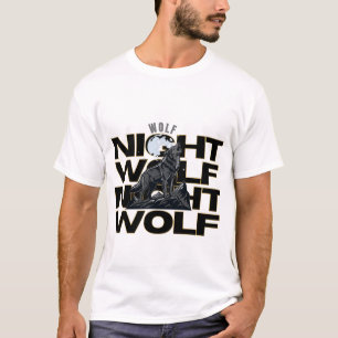 Camiseta Desenho da Lua do Lobo Uivando à Noite do Lobo