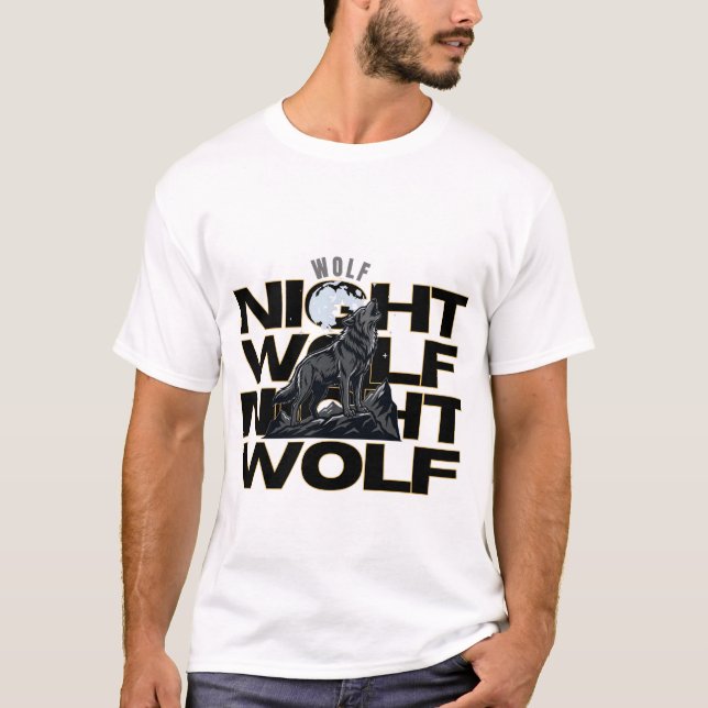 Camiseta Desenho da Lua do Lobo Uivando à Noite do Lobo (Frente)