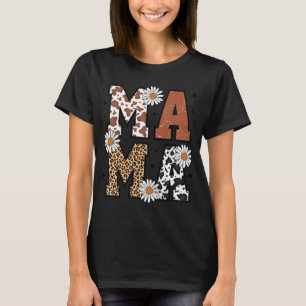 Camiseta Desenho da MAMA com Estampa de Vaca e Leopardo Boh