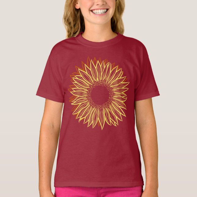 Camiseta Desenho Da Mão Luminosa Rústica Floral (Frente)