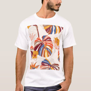 Camiseta Desenho Da Mão Tropical Brilhante