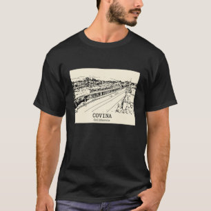 Camiseta Desenho da paisagem urbana vintage de Covina Calif
