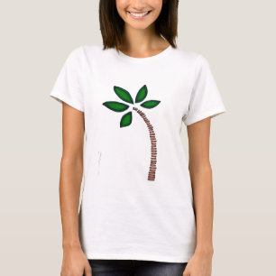 Camiseta Desenho da palmeira castanha e verde