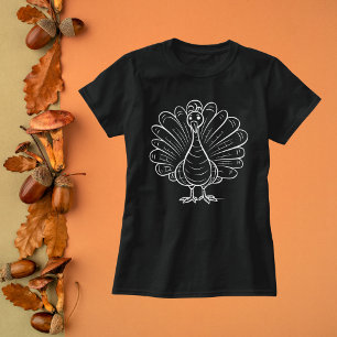 Camiseta Desenho da Turquia no Dia de Ação de Graças Elegan