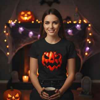 Camiseta Desenho de Abóbora 3D para Halloween. Salta do Pro