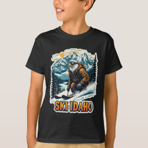 Camiseta Desenho de Águia de Esqui Vintage